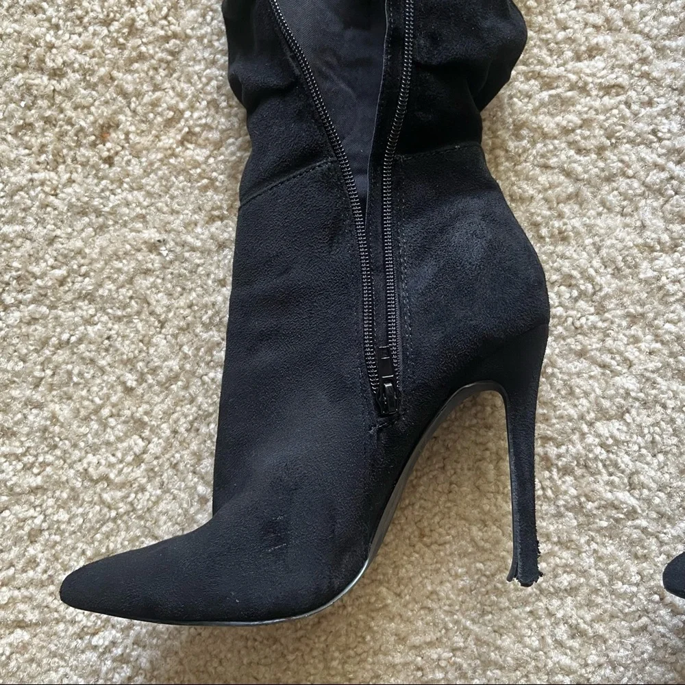 Nadine womens above the knee zipper suede 3 inch Stiletto heel Size 7 Textile